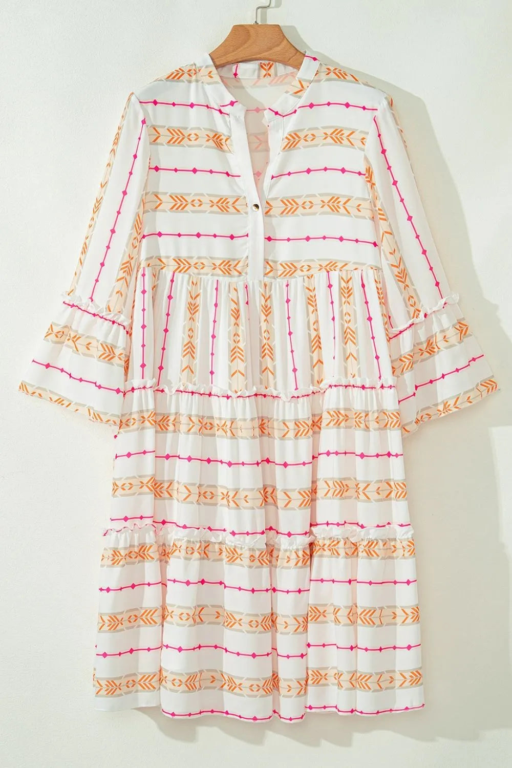 Printed Ruffled Loose Dress in Sherbet