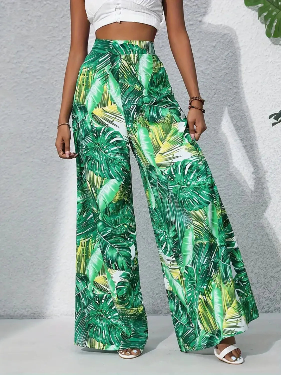 Printed High-Waist Wide Leg Pants