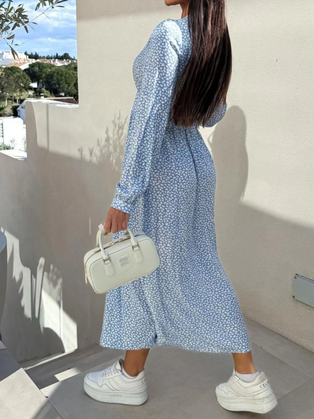 Floral V-Neck Button-Front Dress