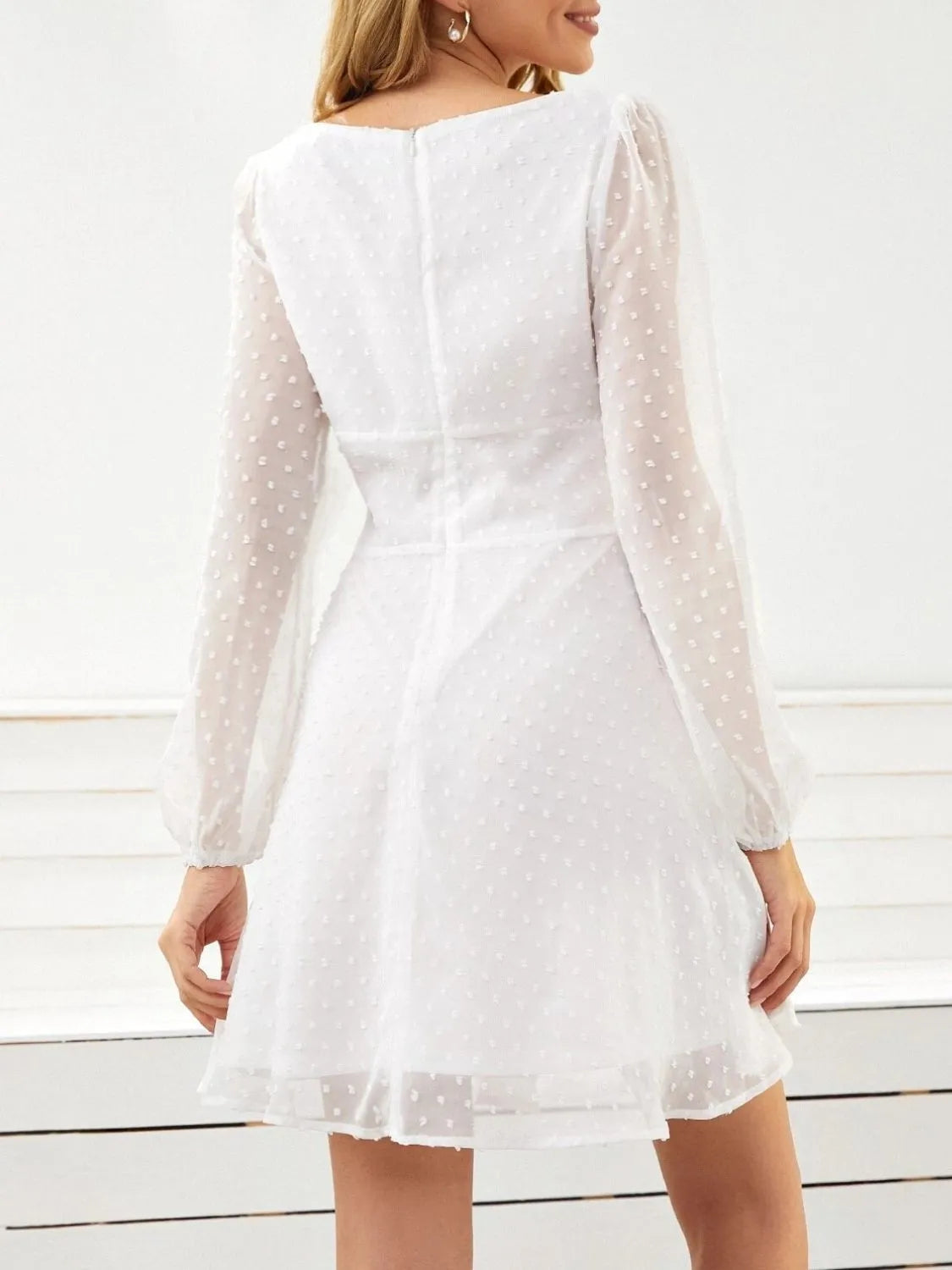 Swiss Dot Long Sleeve Mini Dress by Golden Gueen