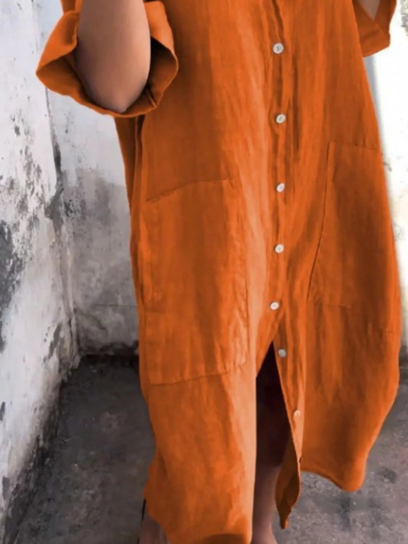 Linen Button-Down Shirt Dress