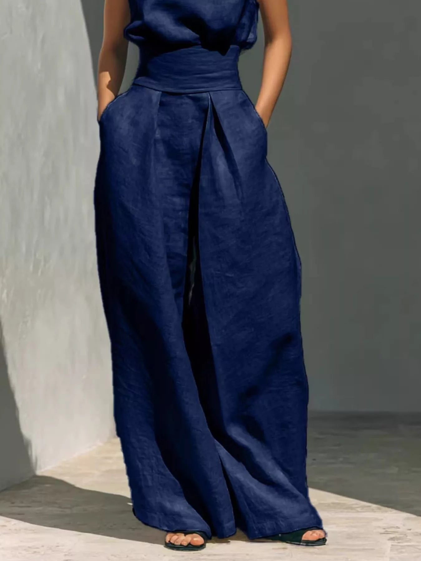 Smocked Waist Wide-Leg Jumpsuit