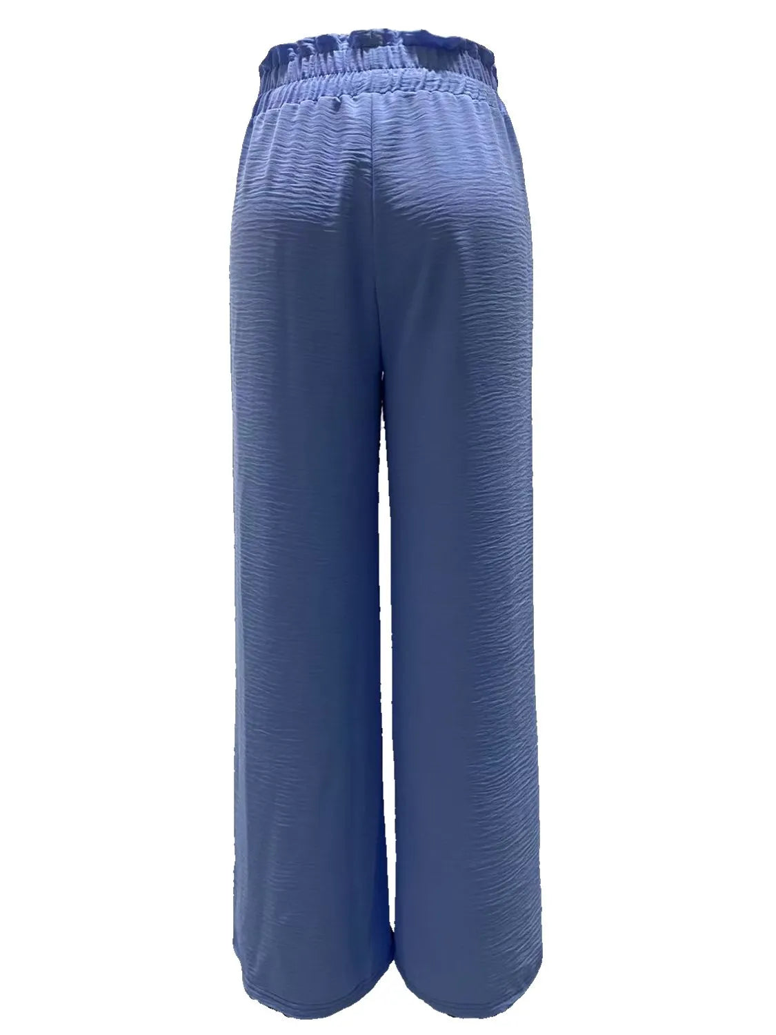 Frilled Slit Wide-Leg Pants