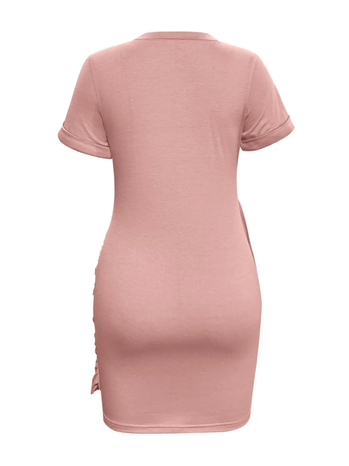 Short Sleeve Mini Tee Dress with Tie Detail