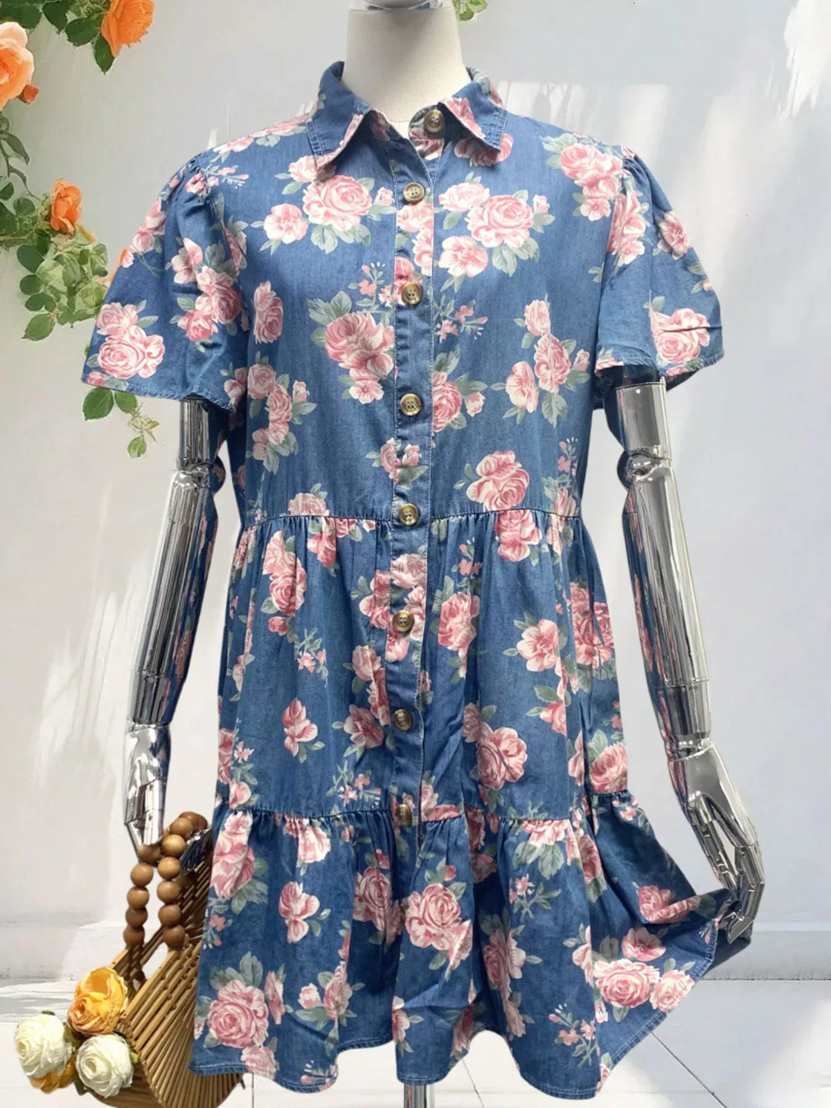 Floral Print Tiered Mini Dress