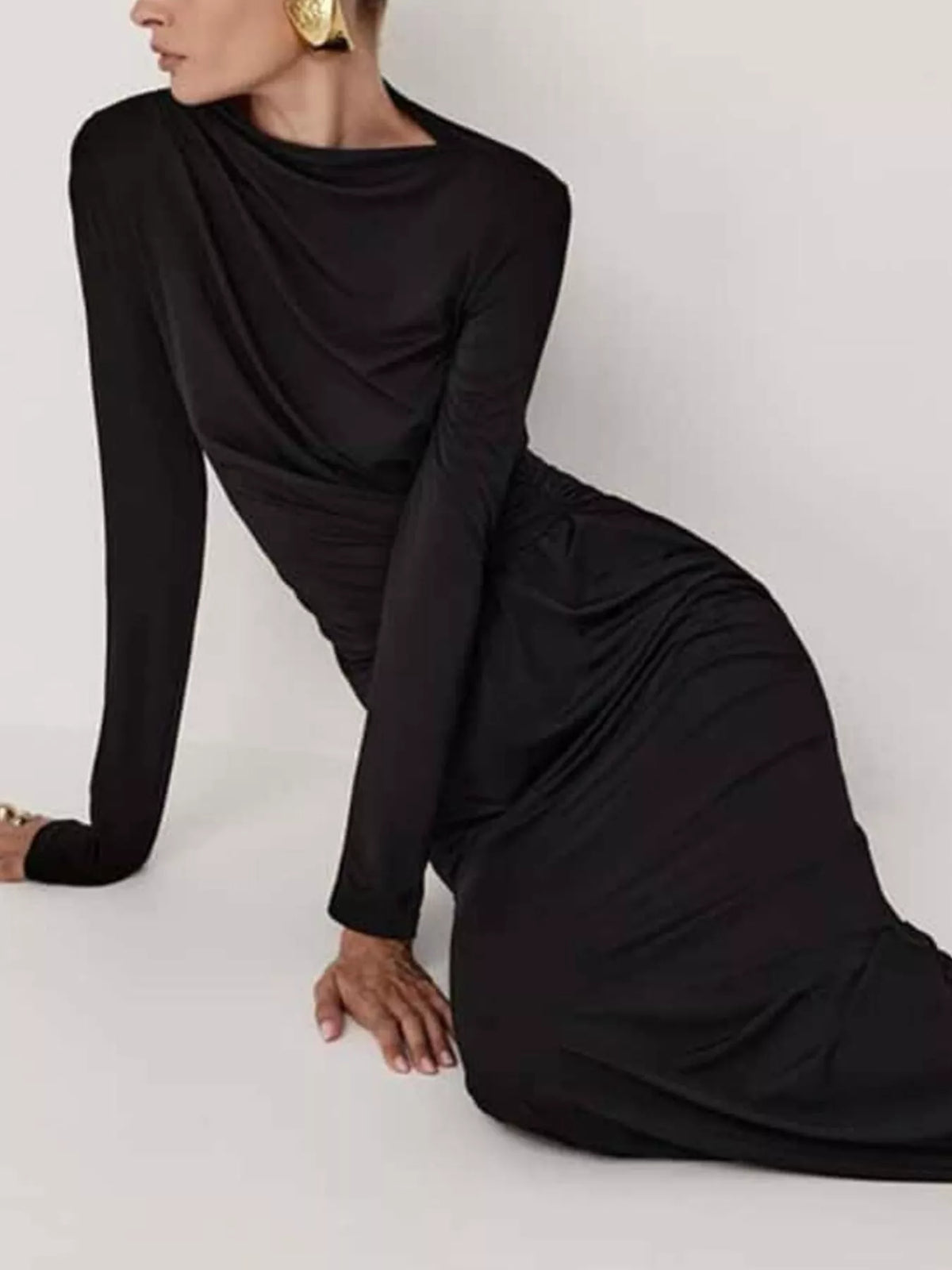 Ruched Long Sleeve Bodycon Maxi Dress by Calliope