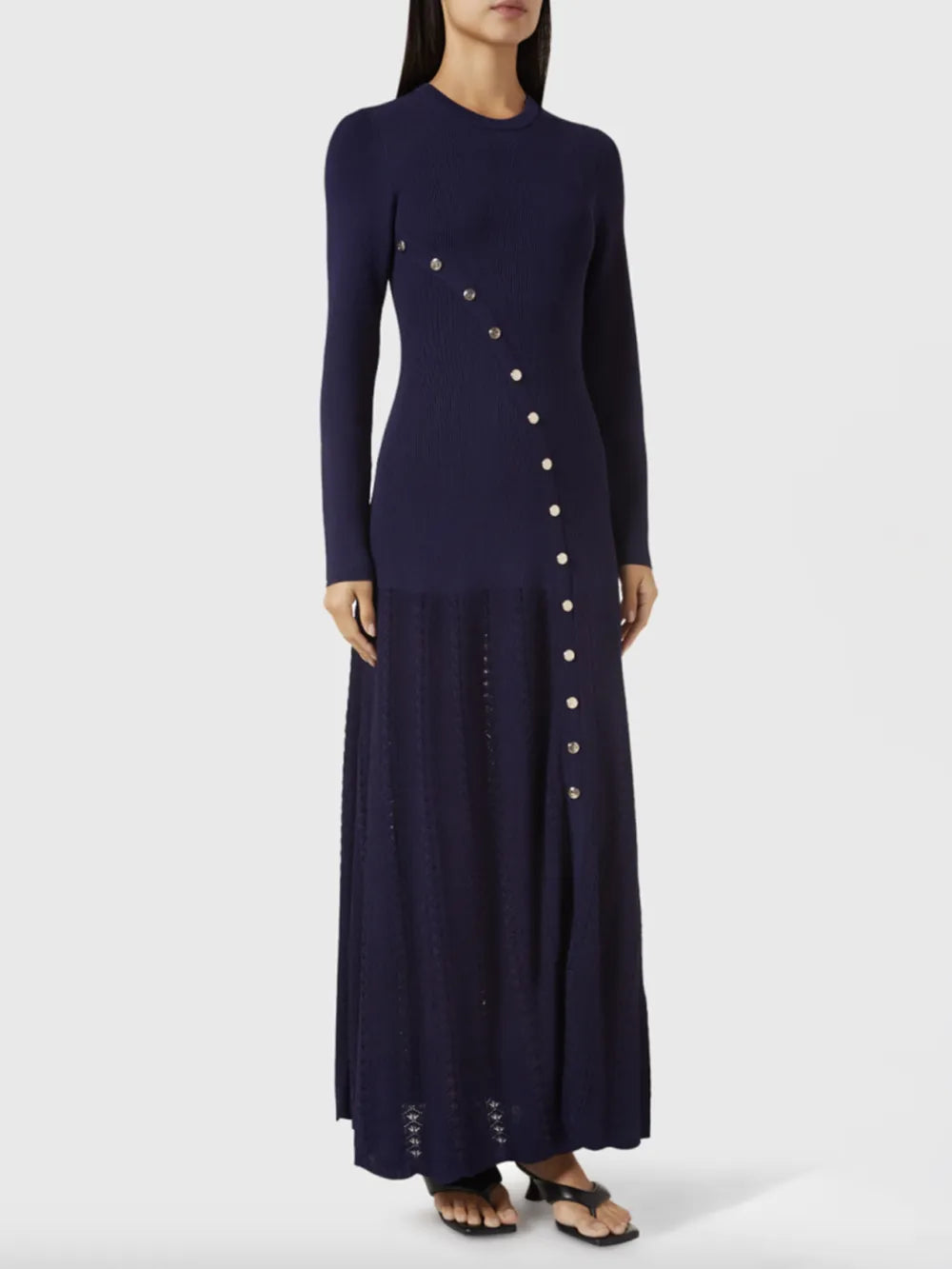 Openwork Round Neck Sweater Dress