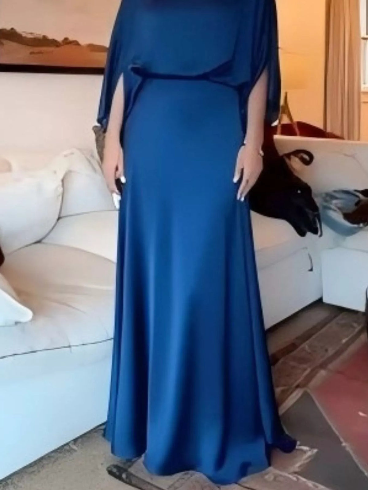 Batwing Sleeve Ruched Maxi Dress