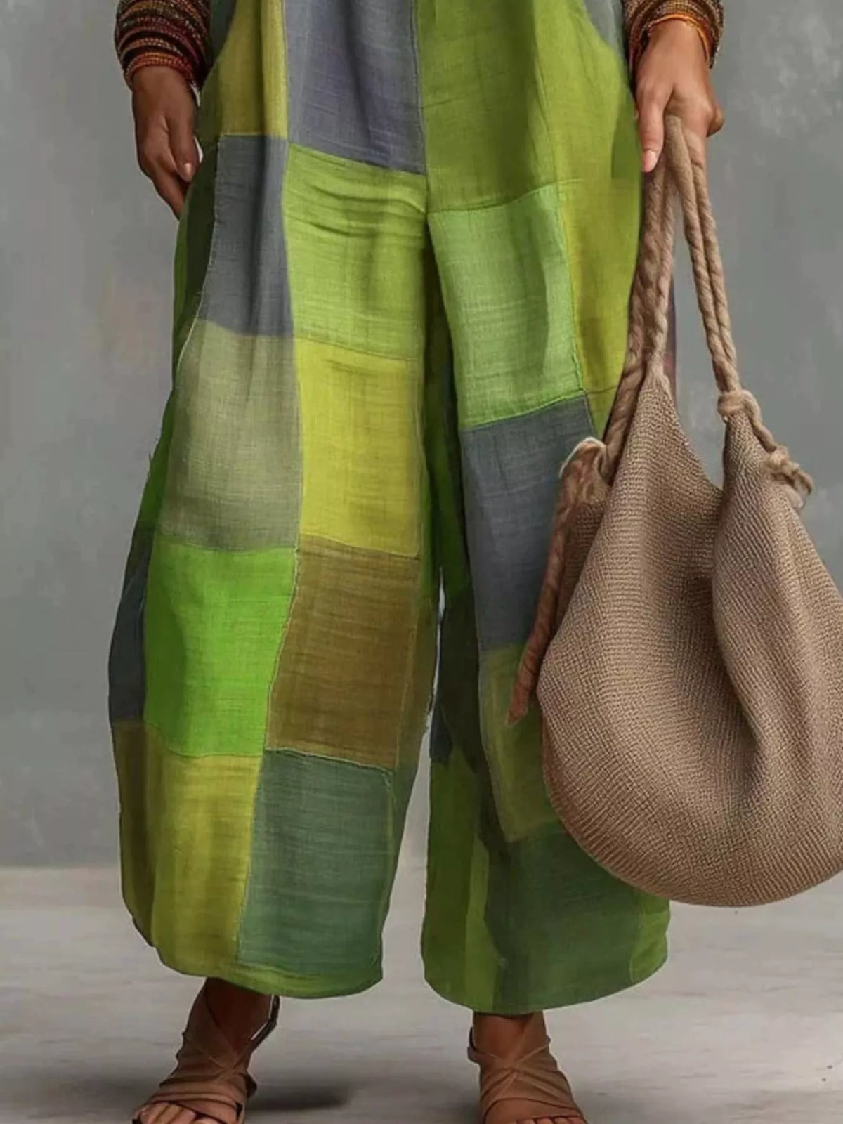 Plaid Halter Wide-Leg Jumpsuit