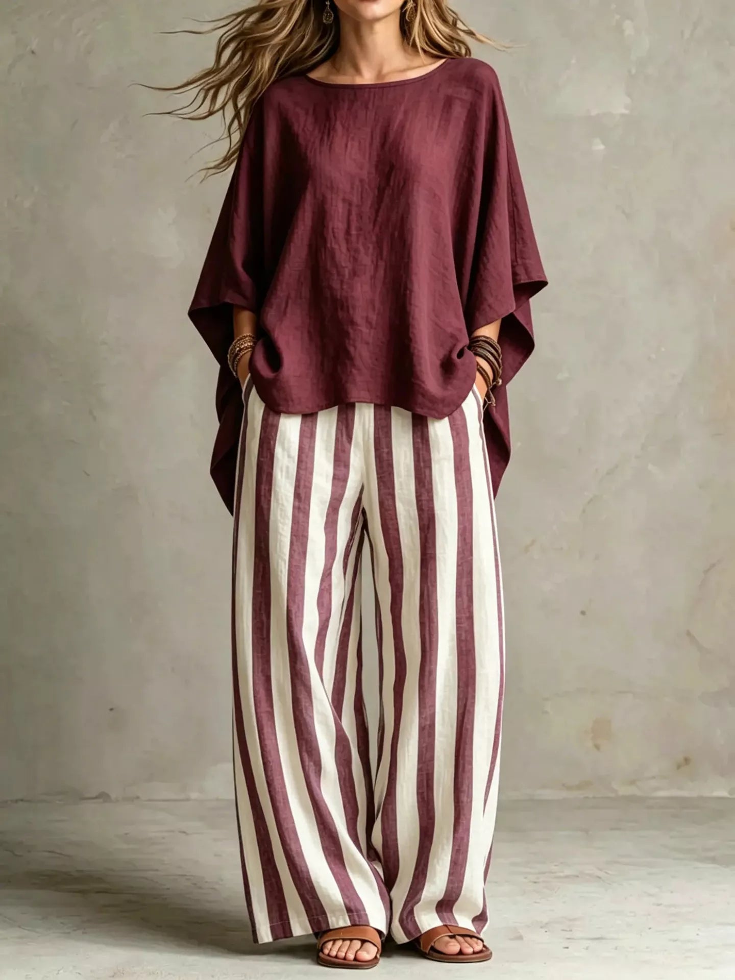 Solid Pocketed Top and Pants Set