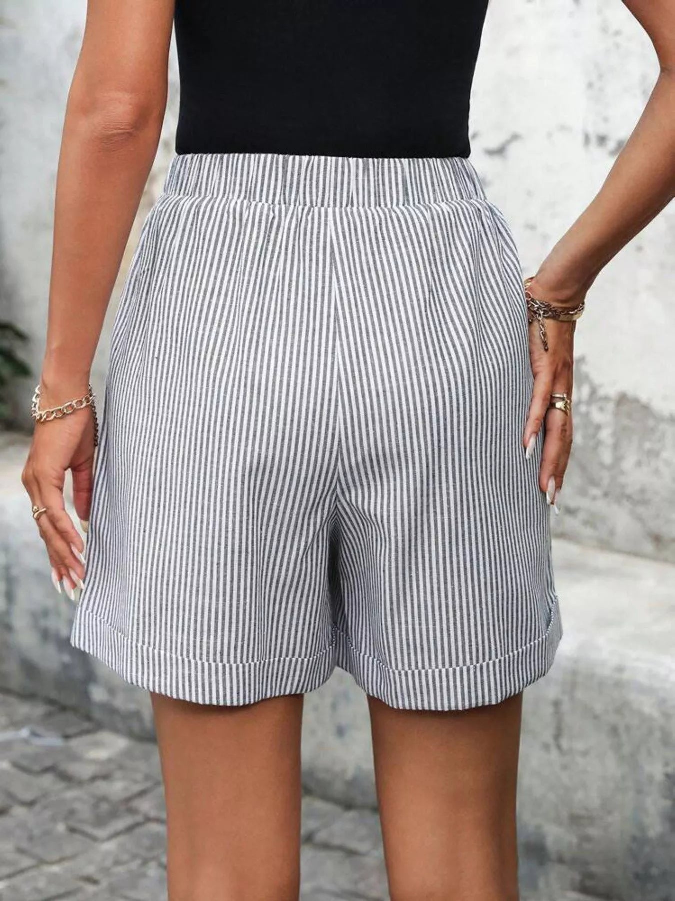 Striped Tie-Waist Shorts