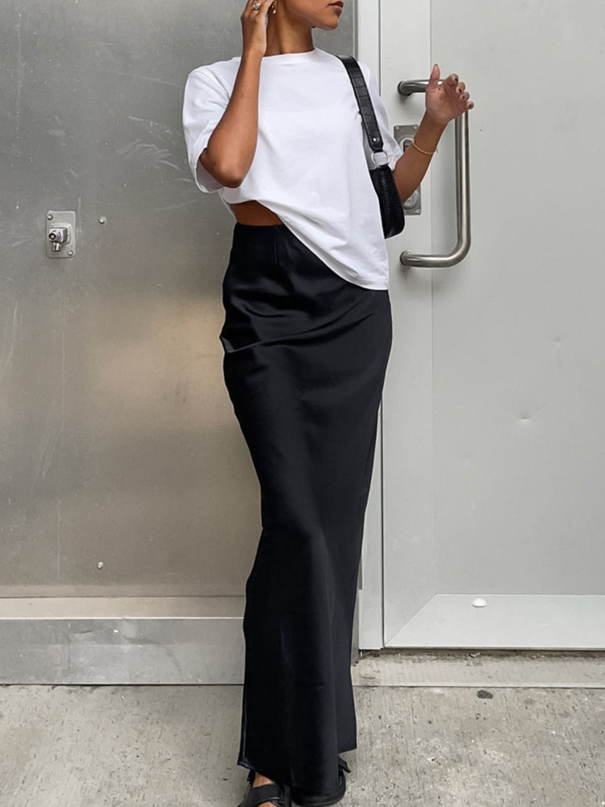 High-Waist Maxi Skirt in Black