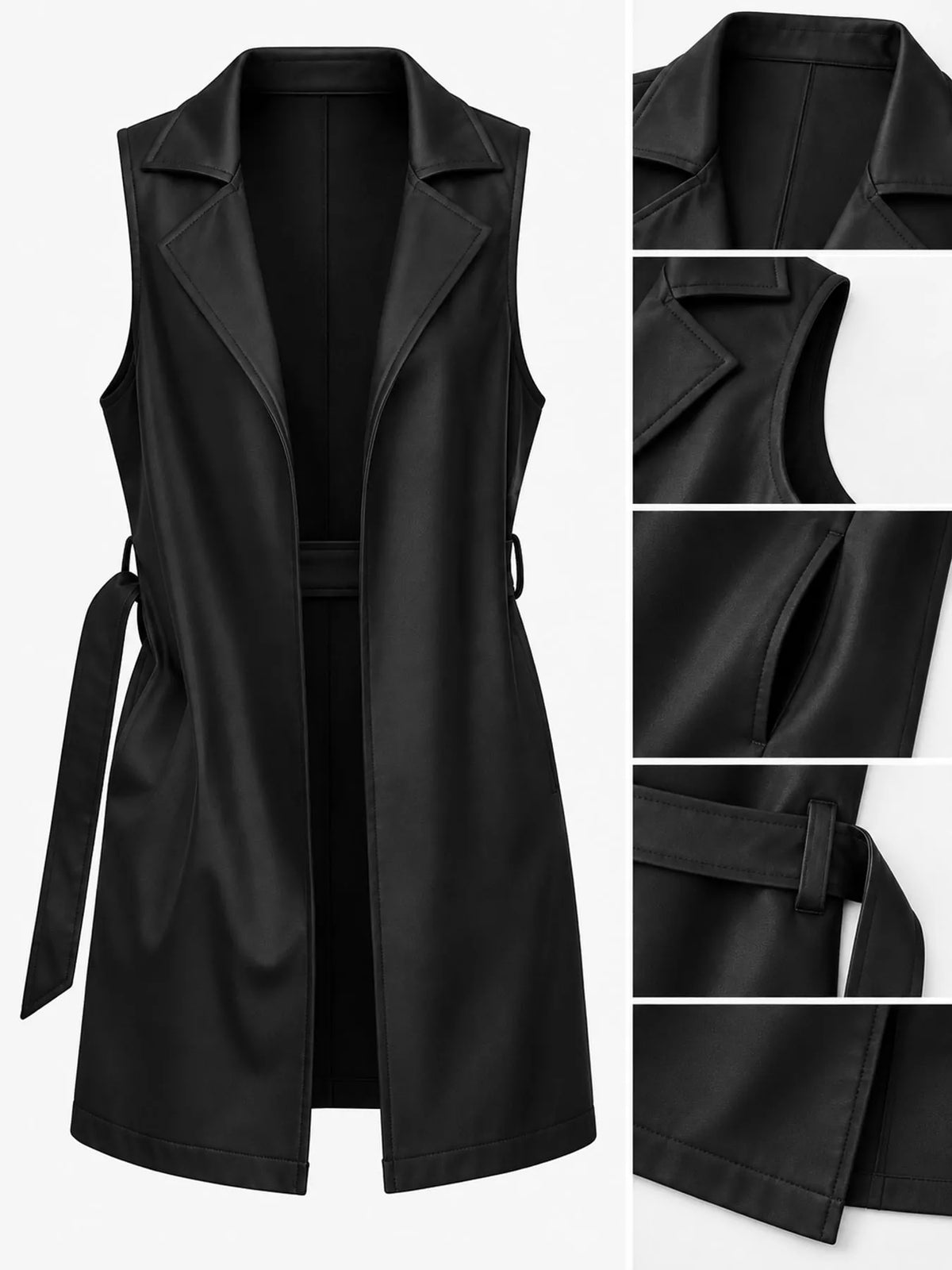 Tie-Waist Longline Vest Coat