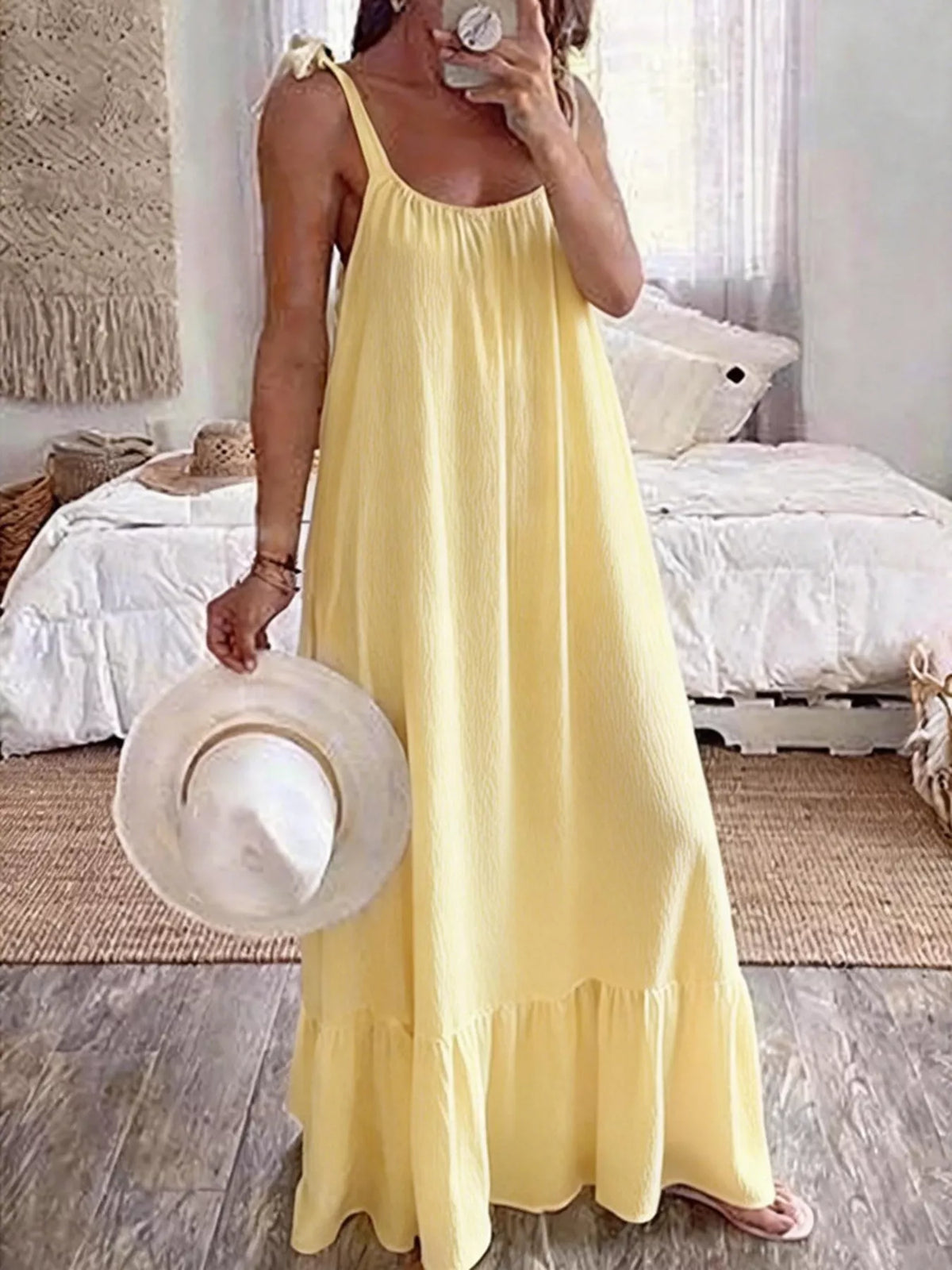 Sleeveless Tie Strap Maxi Dress