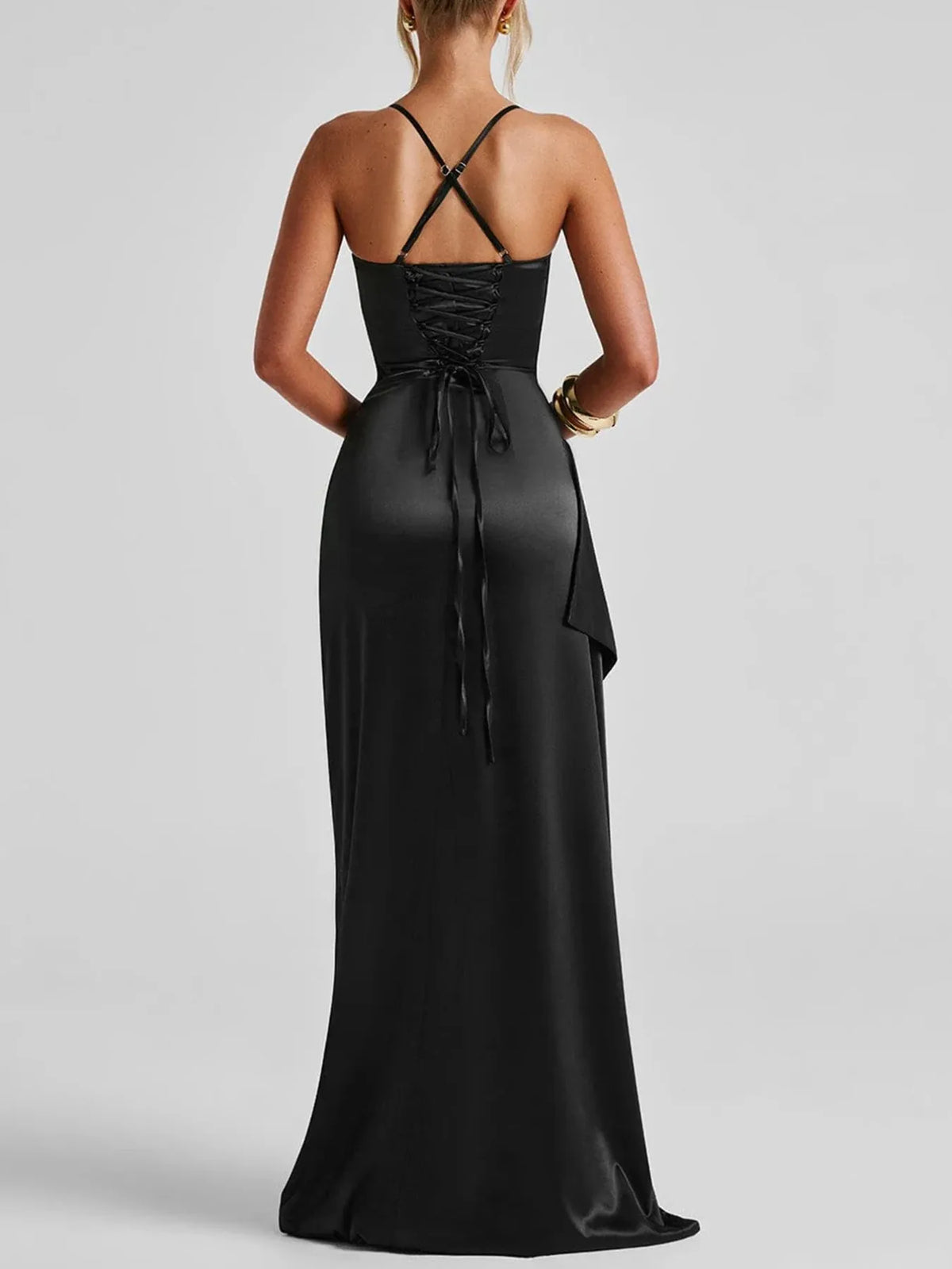 Slit Crisscross Back Maxi Cami Dress