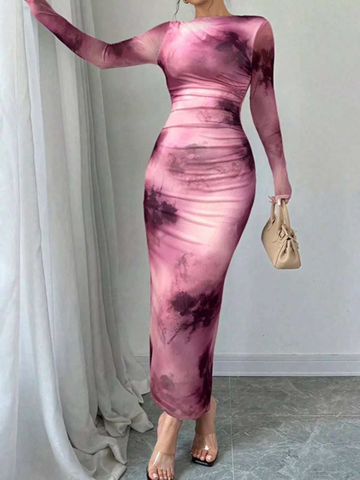 Sheer Tie-Dye Bodycon Maxi Dress by Calliope