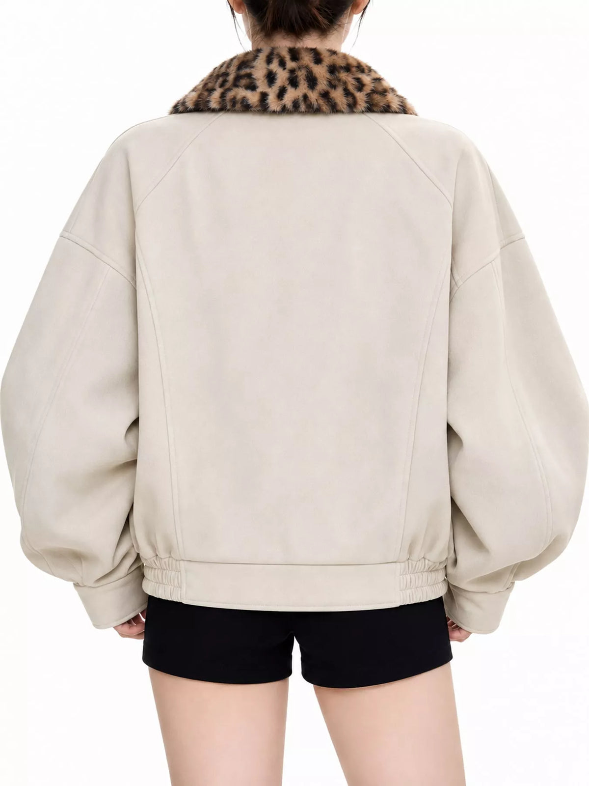 Faux Fur Collar Zip-Up Jacket