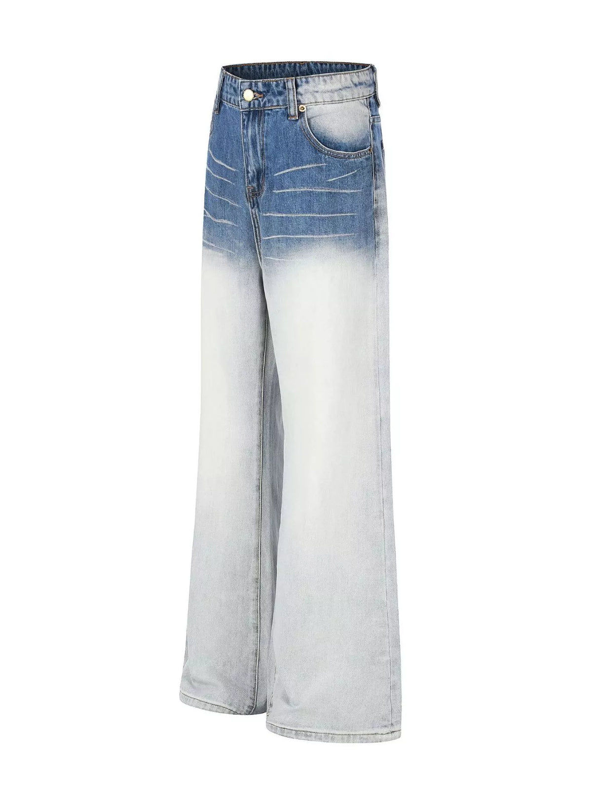 Washed Wide-Leg Jeans in Blue by TrendMaster