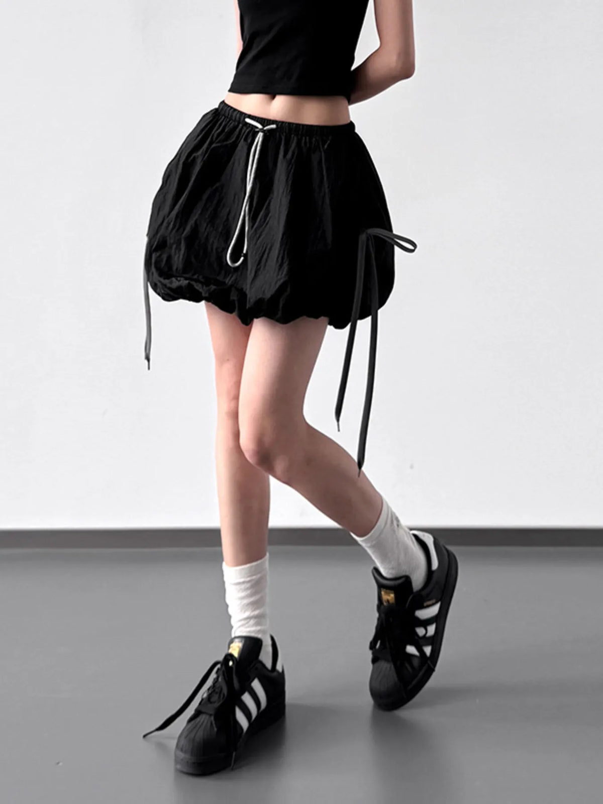 Bubble Hem Drawstring Shorts