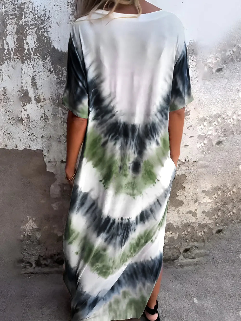 Full Size Tie-Dye Short Sleeve Dress