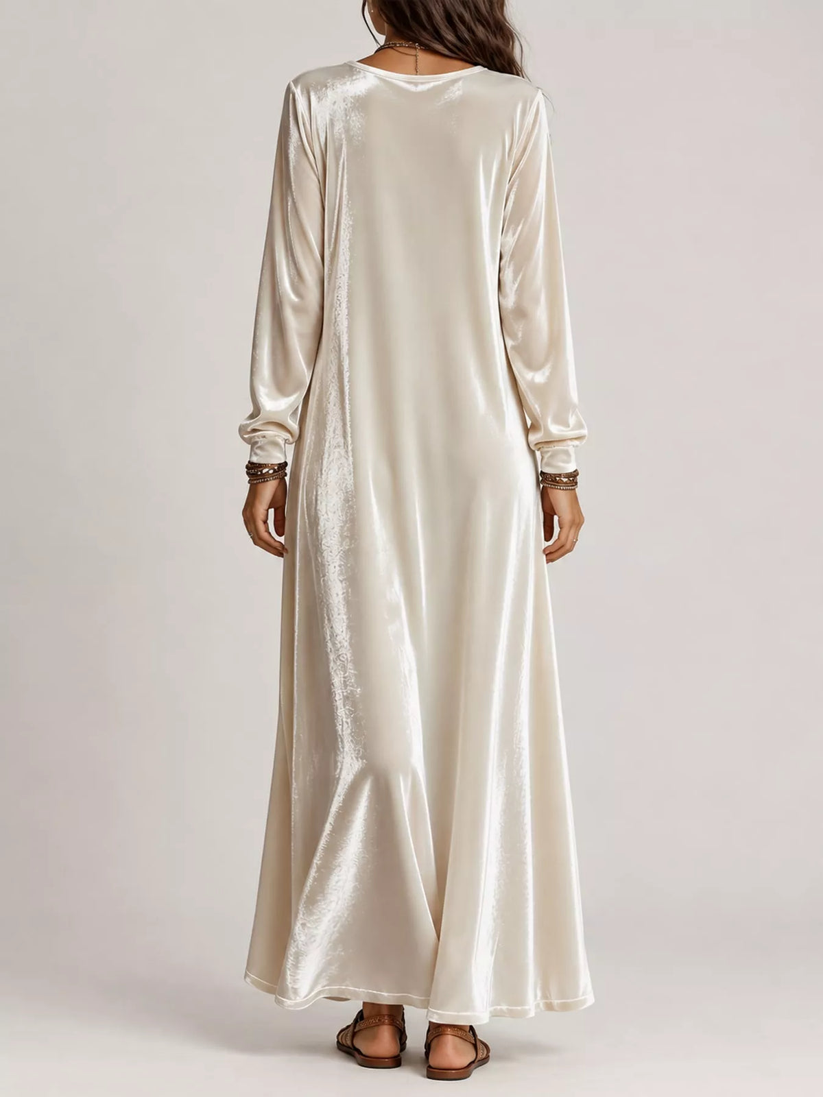 Velvet Long-Sleeve Maxi Dress