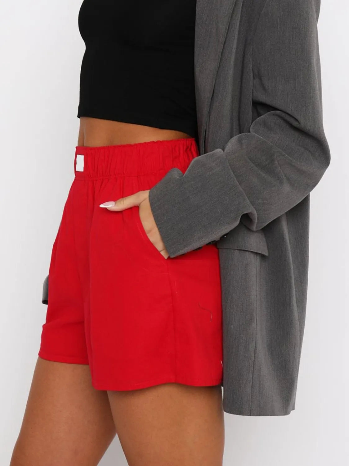 Elastic-Waist Shorts with Pockets