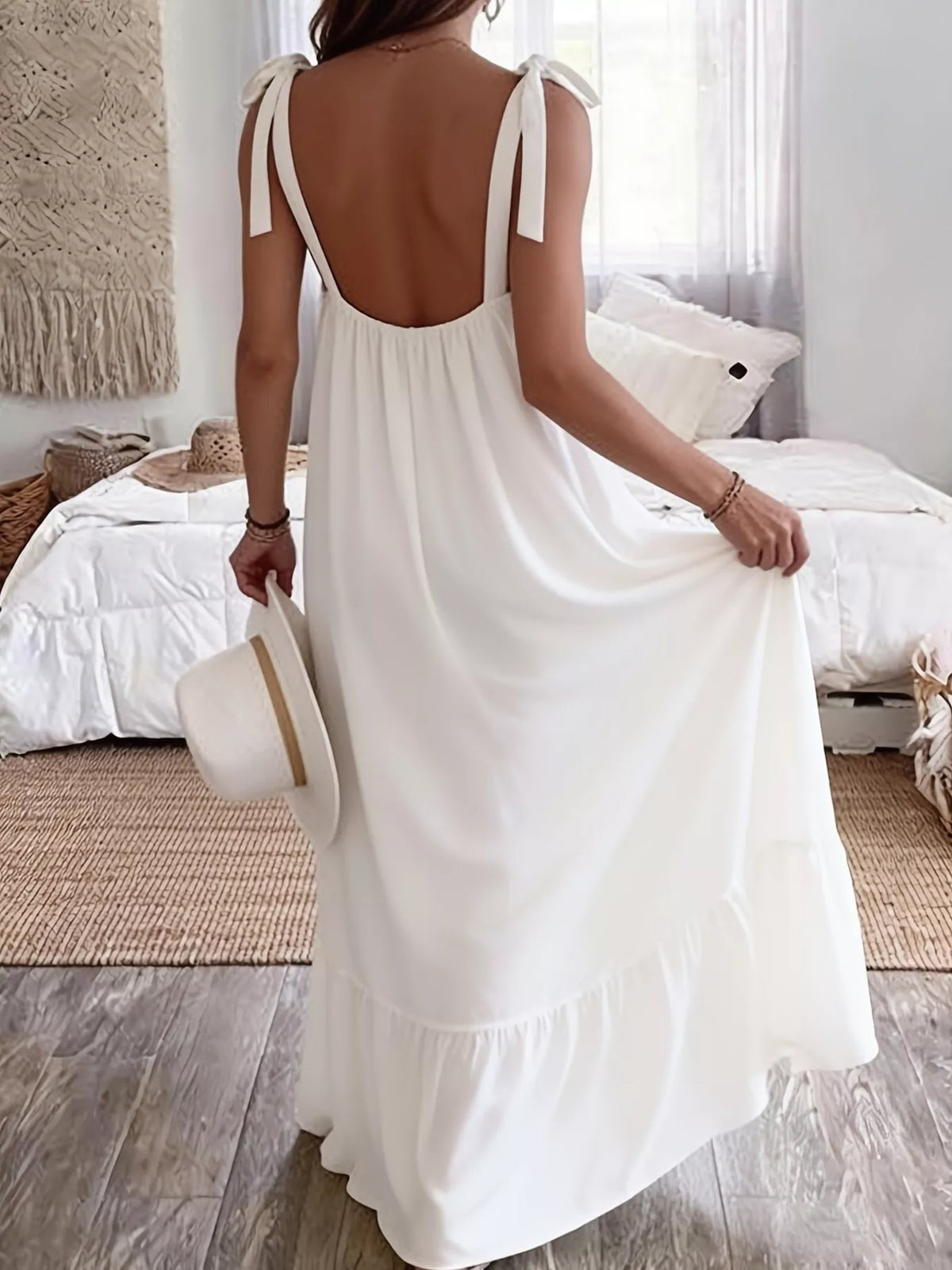 Sleeveless Tie Strap Maxi Dress
