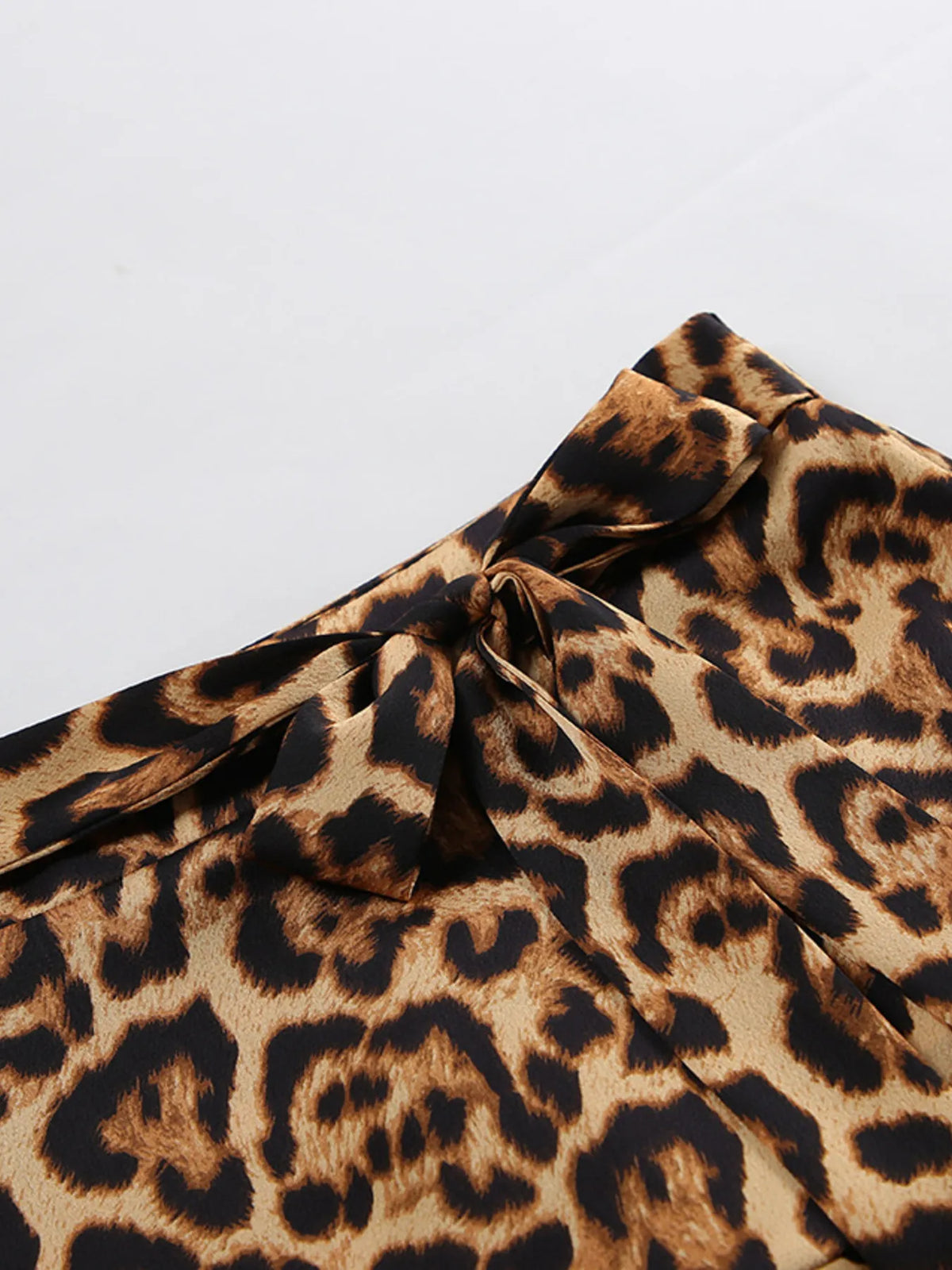 Tied Leopard Print Mini Skirt