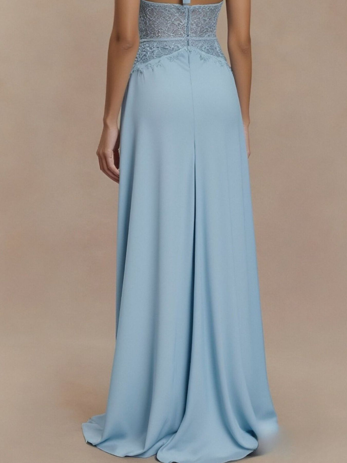 Halter Neck Lace-Trimmed Maxi Dress by Mystique Q