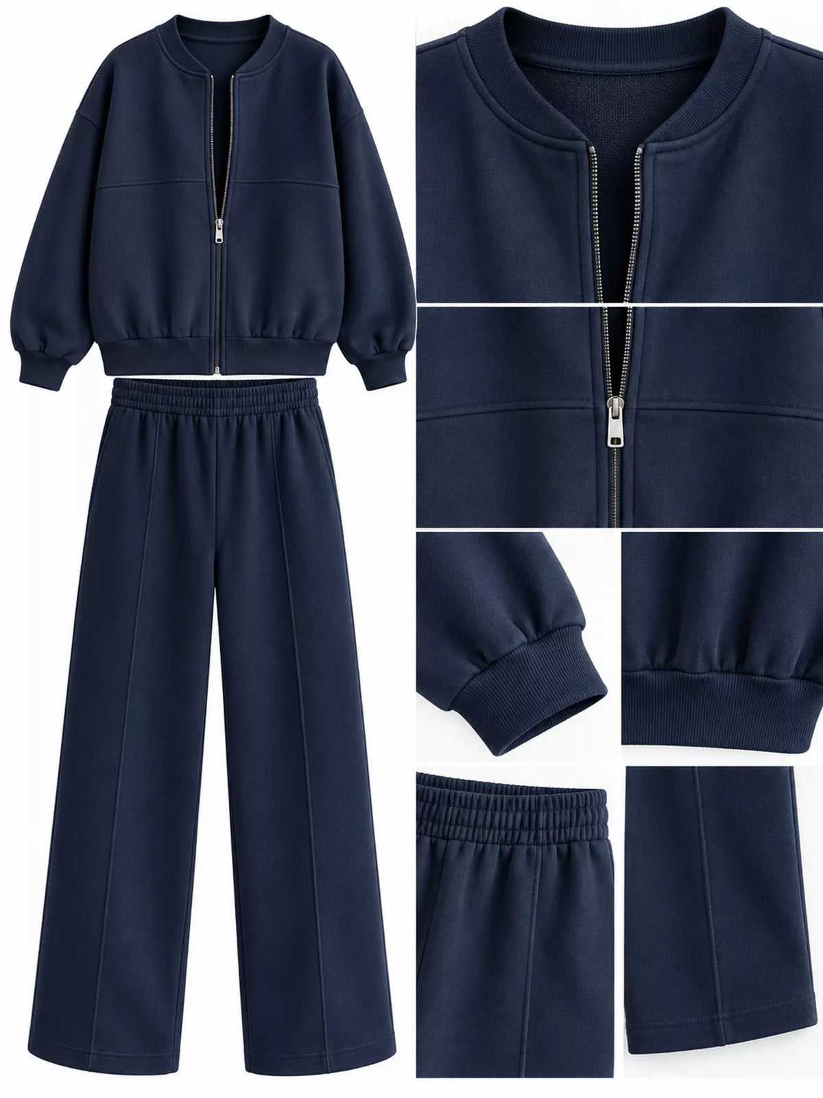 Zip-Up Jacket and Wide-Leg Sweatpants Set