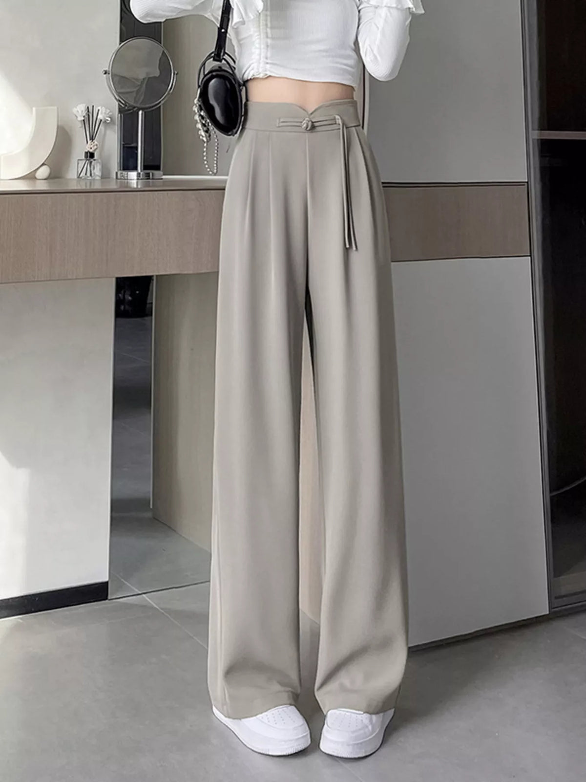 Pocketed High-Waisted Wide-Leg Pants