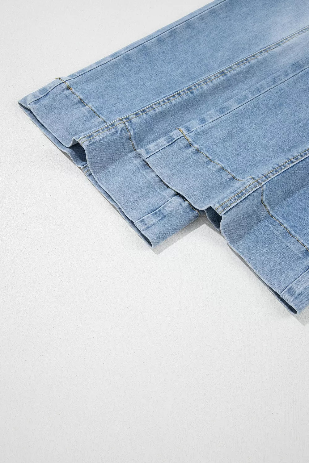 Drawstring Wide Leg Ankle Jeans in Light Blue