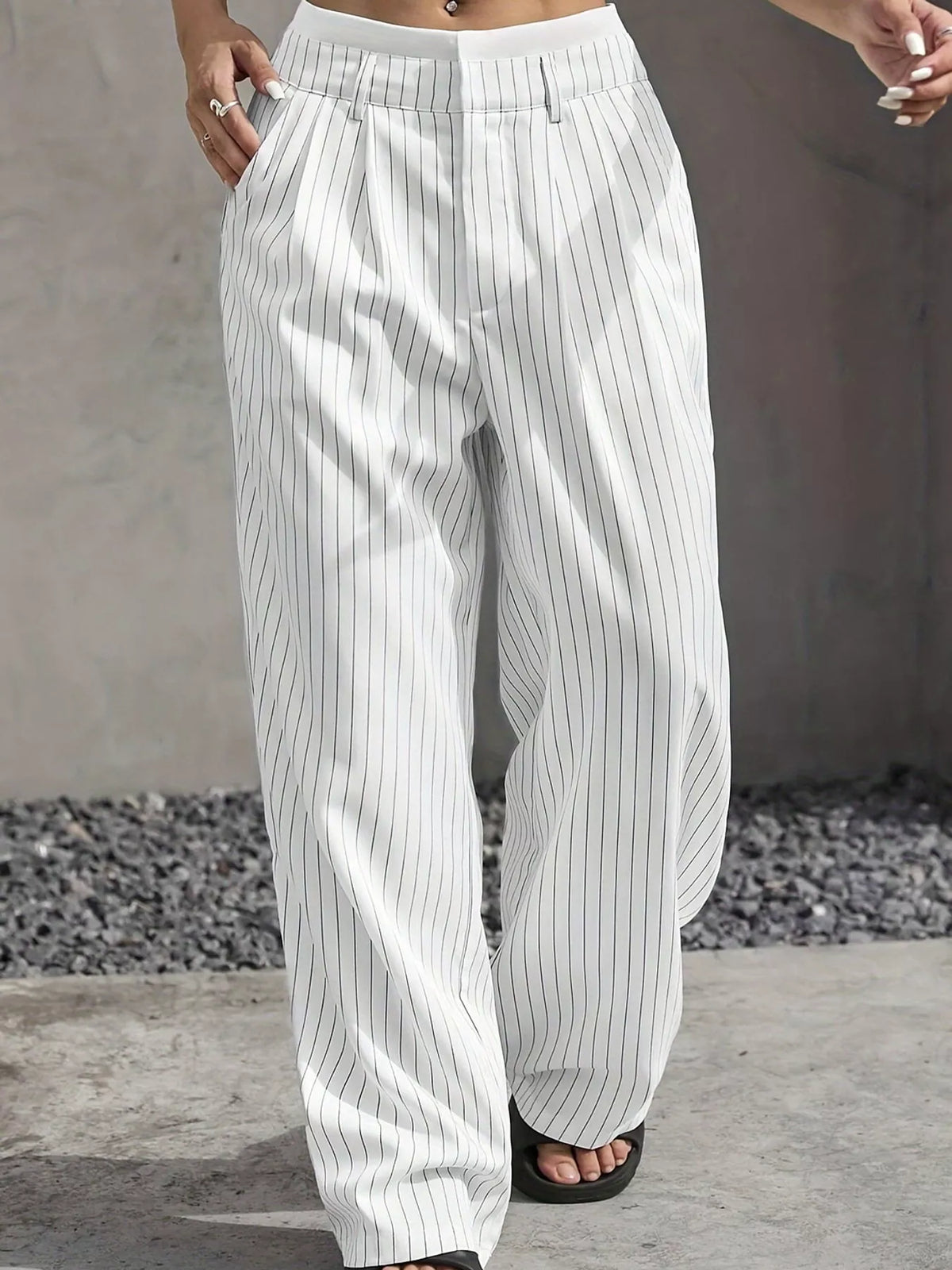 Striped Wide-Leg Pants