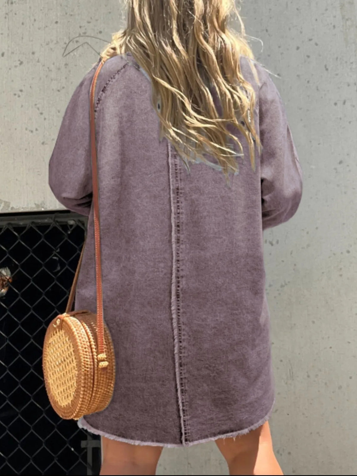 Oversized Button-Front Denim Shirt Dress