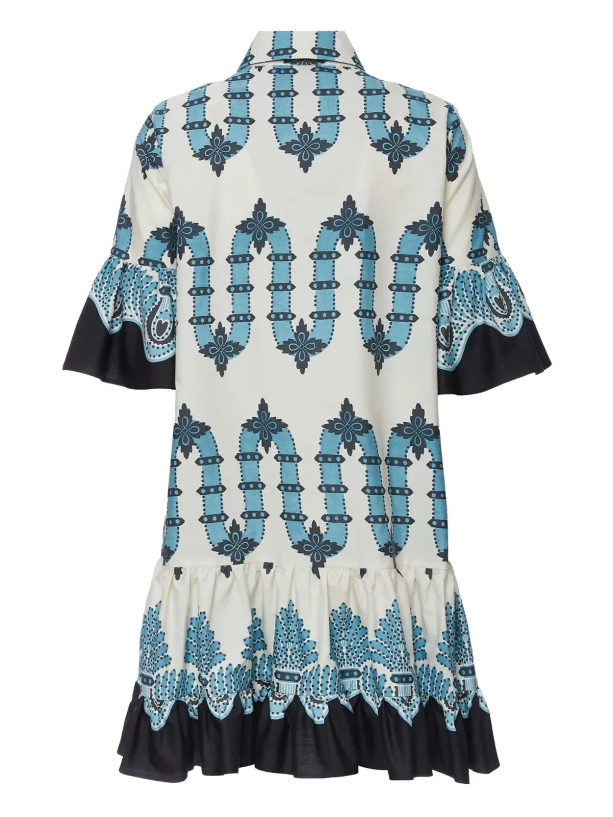 Buttoned Floral Ruffle-Sleeve Mini Dress by Rosaline