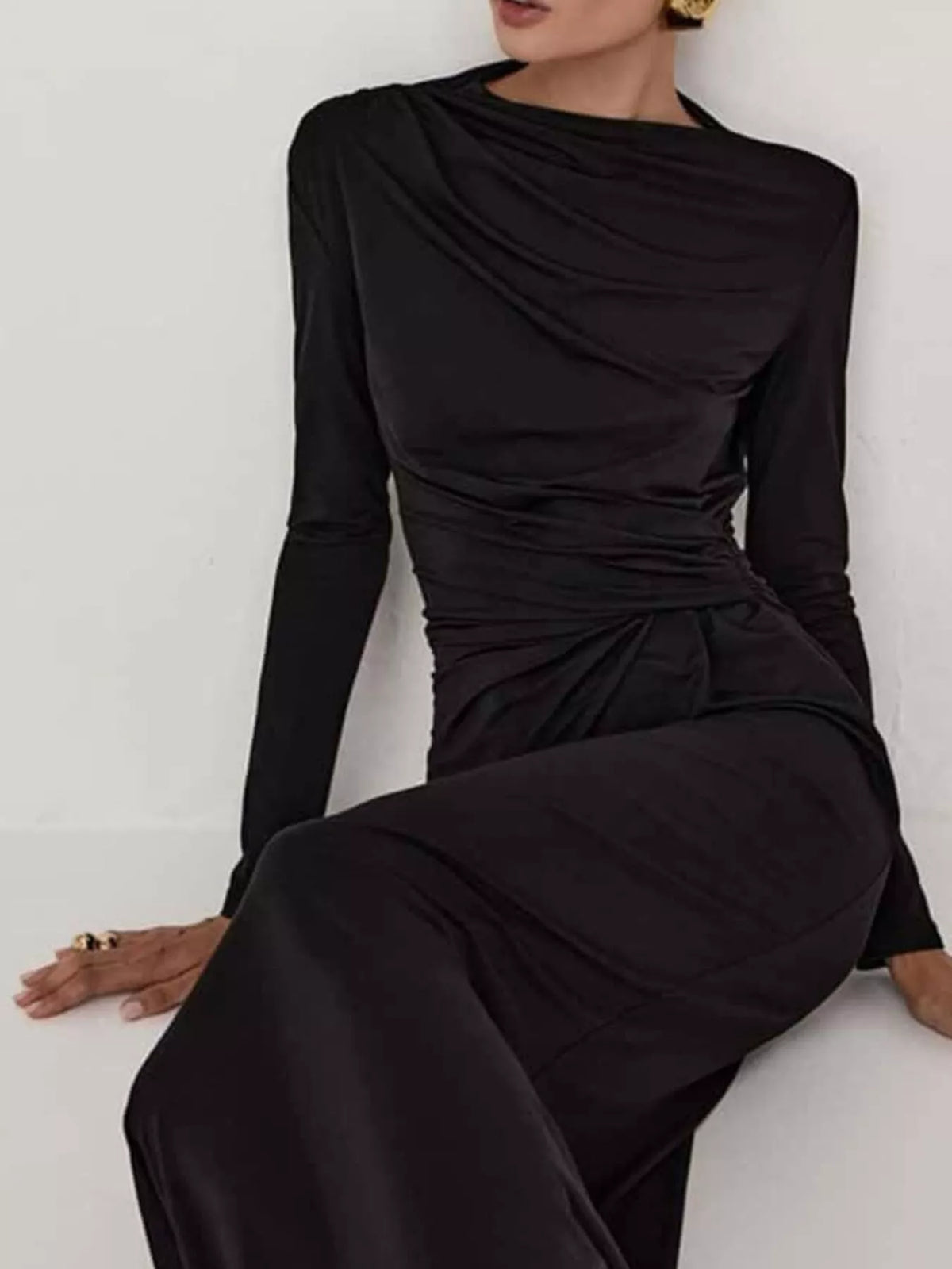 Ruched Long Sleeve Bodycon Maxi Dress by Calliope