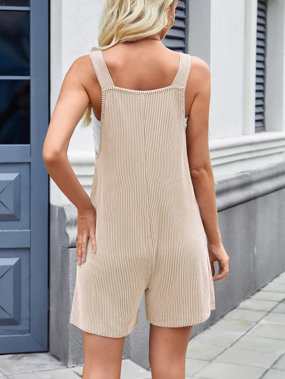 Knotted Strap Scoop Neck Overalls