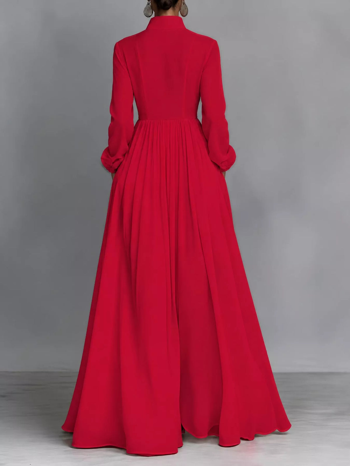Long-Sleeve Button Front Maxi Dress