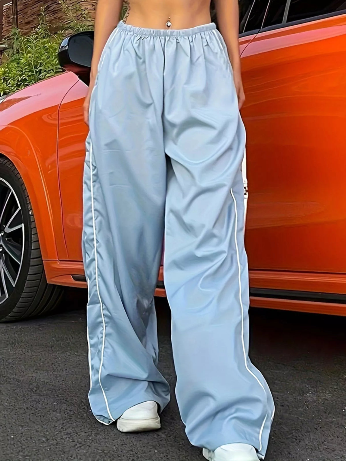 Elastic-Waist Wide Leg Pants
