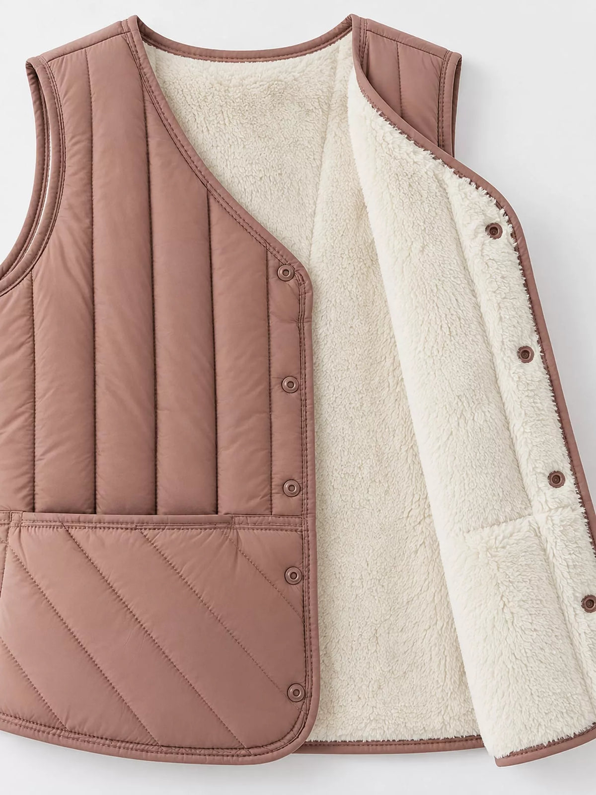 Quilted Button-Up Vest Coat