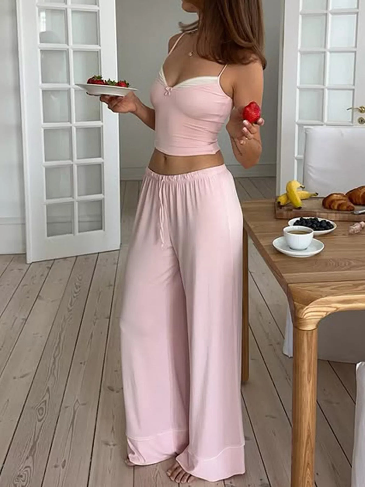 Crop Cami and Wide-Leg Pants Lounge Set