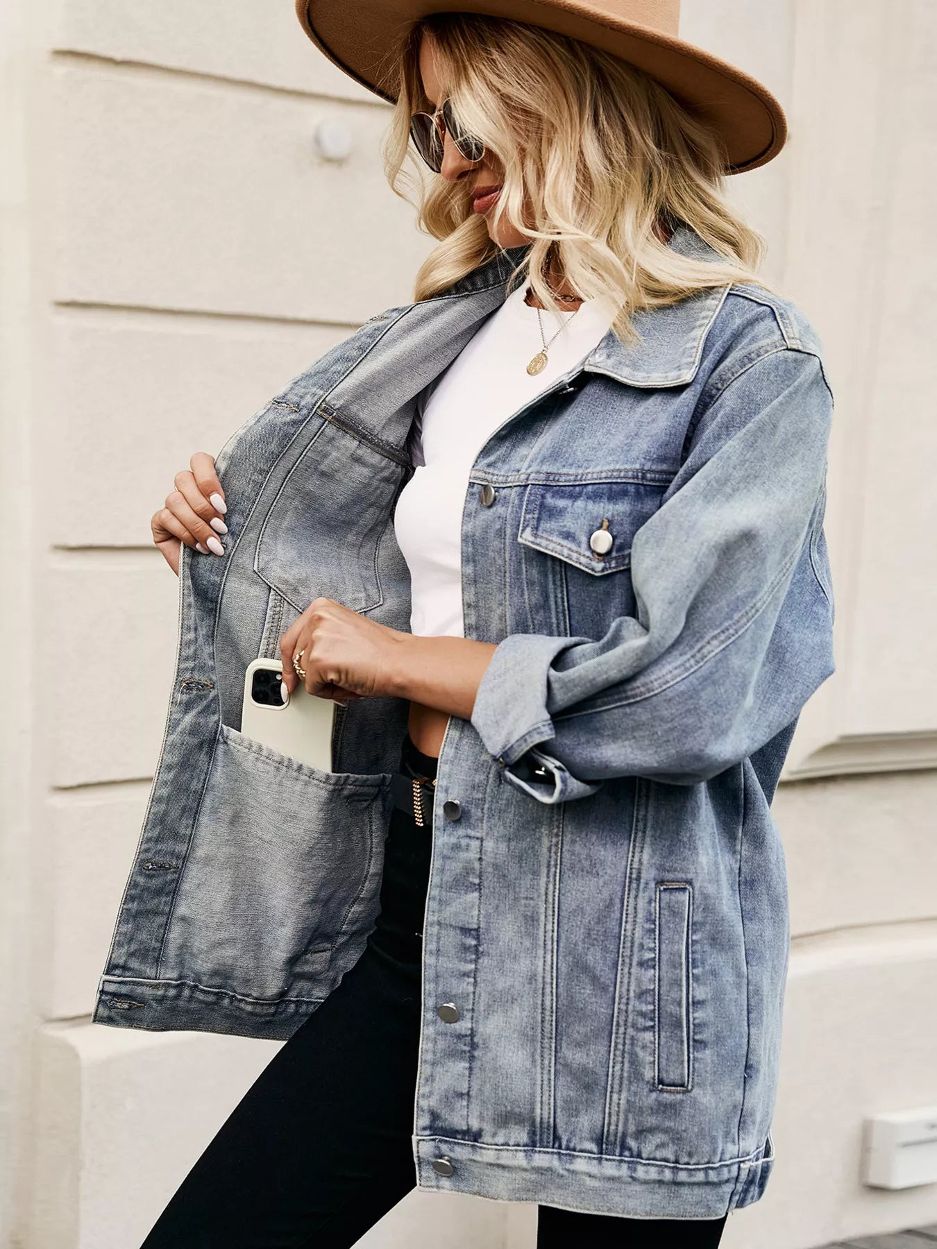Oversized Washed Denim Jacket by Moni Wear