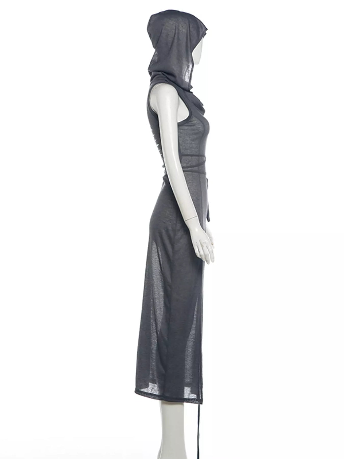 Sleeveless High-Slit Hooded Maxi Dress