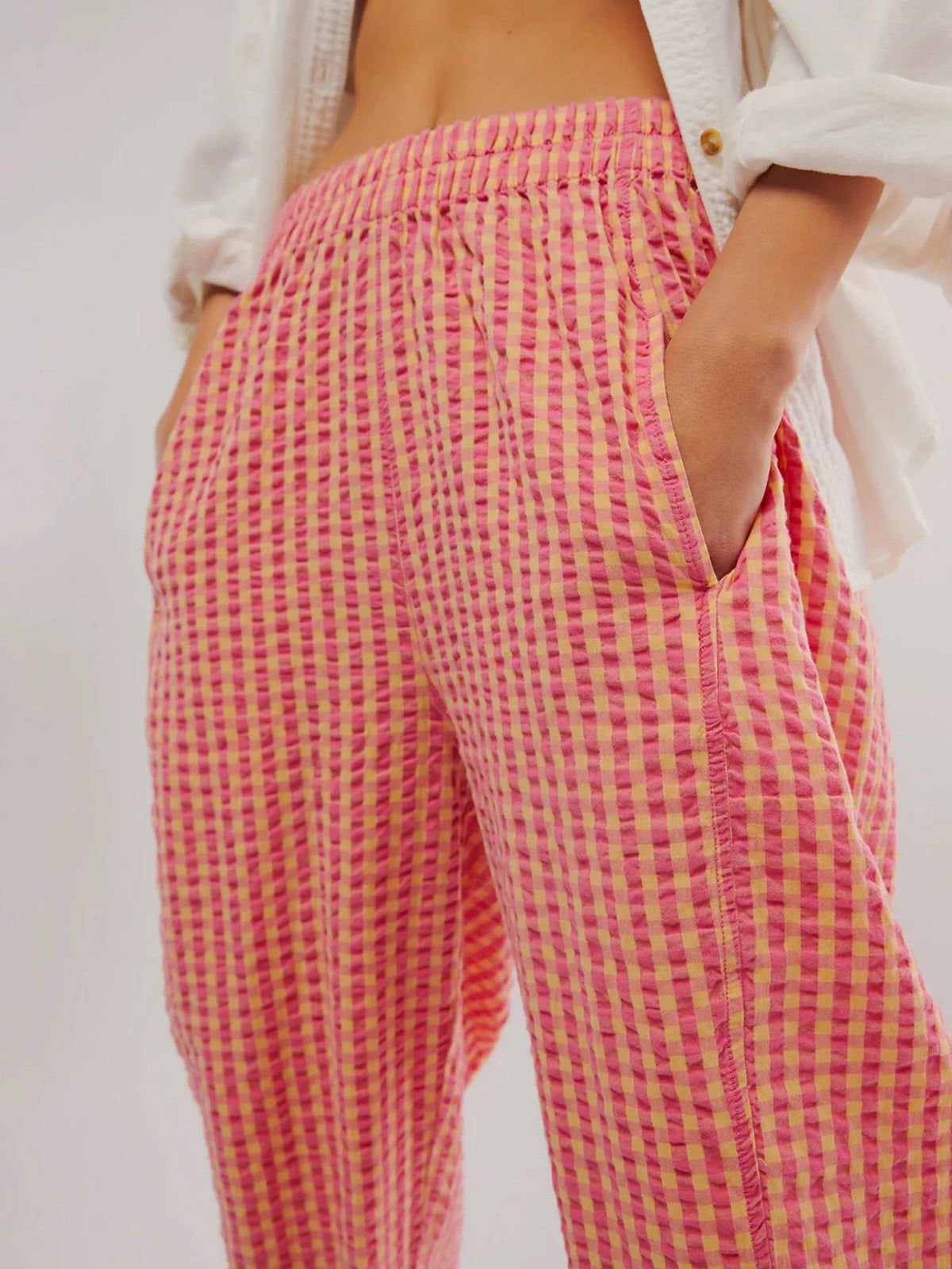 Gingham Relaxed-Fit Pants