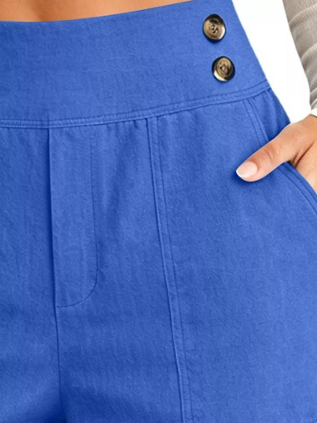 High-Waisted Button-Detail Cropped Pants