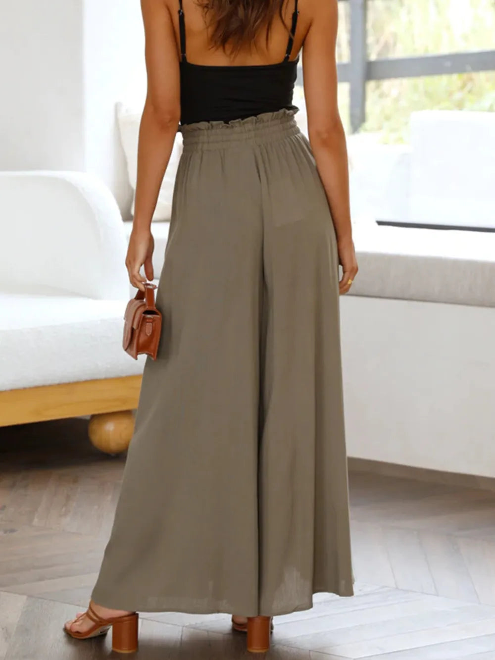 Opaque Wide Leg Pants with Pockets