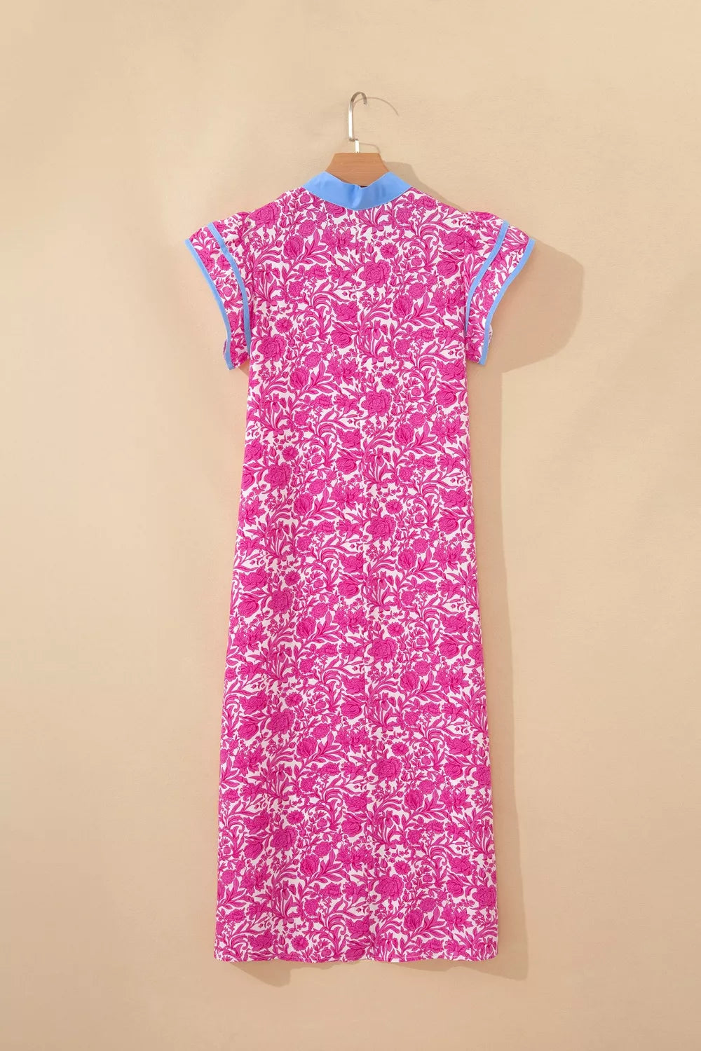 Floral Print Ruffle Cap Sleeve Dress in Pink