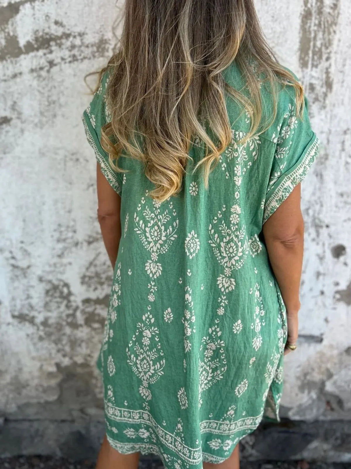 Printed Button-Up Shirt Dress