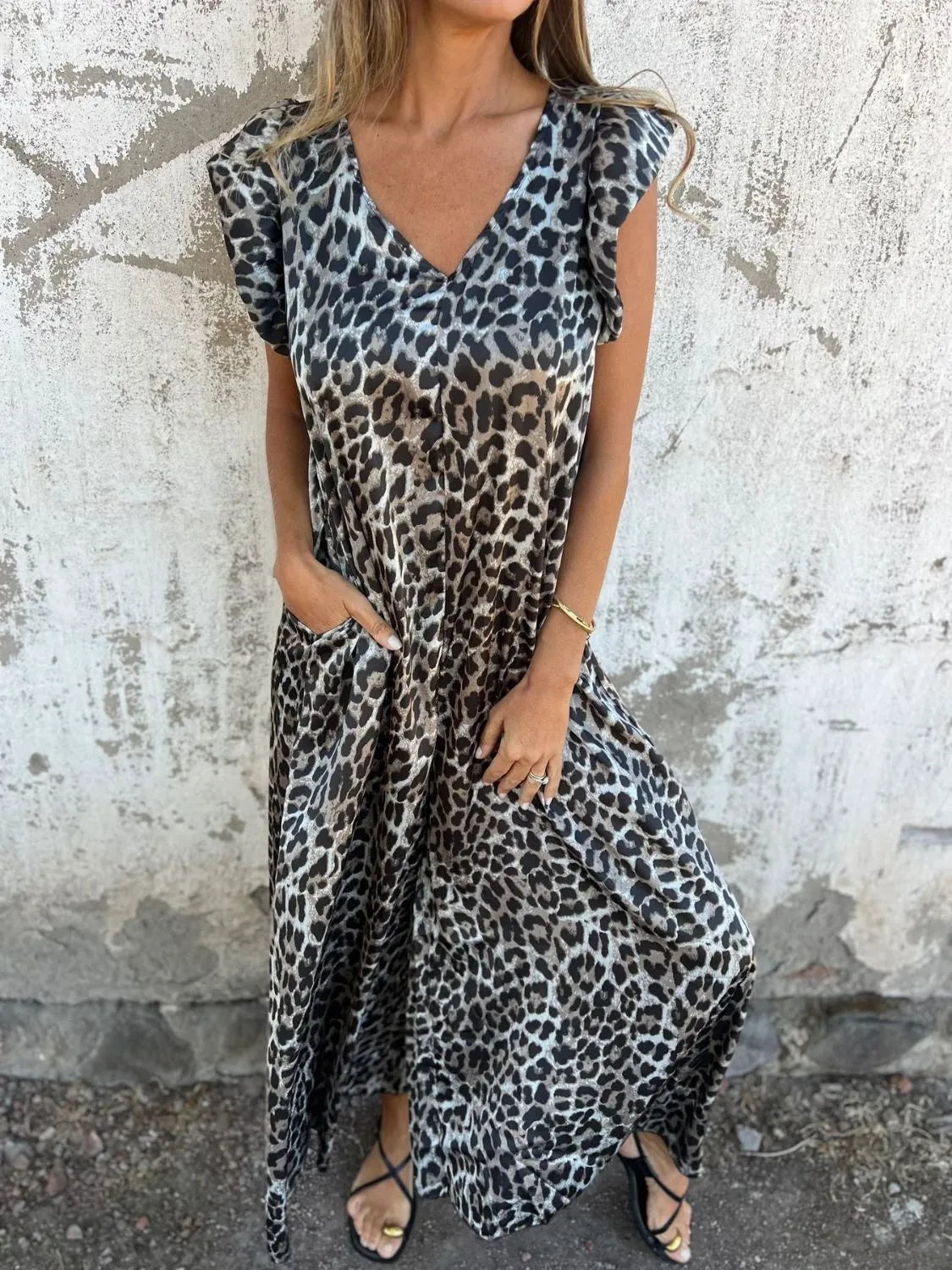 V-Neck Cap Sleeve Wide Leg Jumpsuit