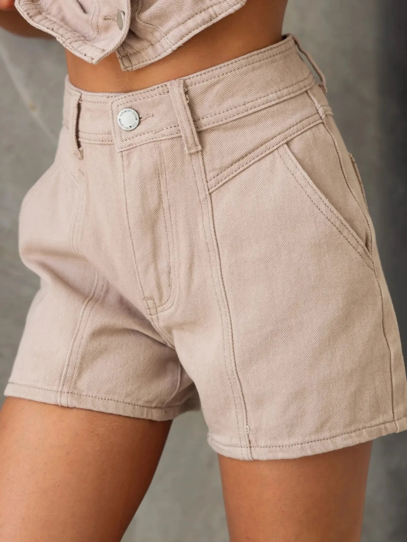 Sleeveless Button-Up Denim Top and Shorts Set